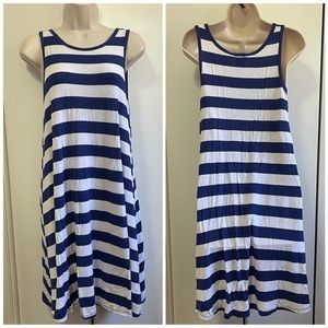 Faded Glory Tank Swing Dress Navy Stripe Soft Stretch Fabric Womens Large